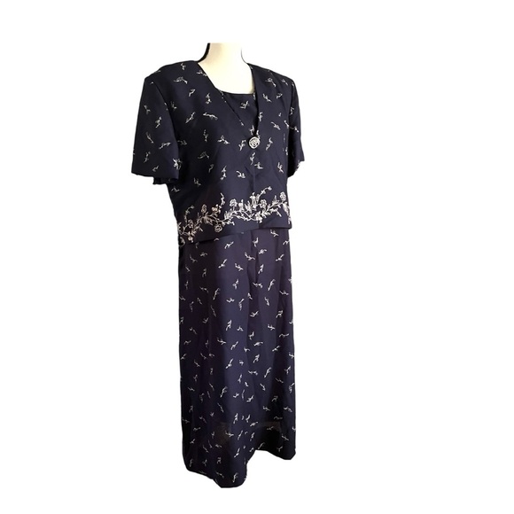 Vintage Leslie Fay Layered Look Short Sleeve Maxi Dress. Size Large - Picture 5 of 6